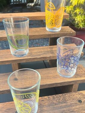 Colorful Fruit Glass Tumbler - Orange, Avocado, Grapes, and Lemon (Handmade)